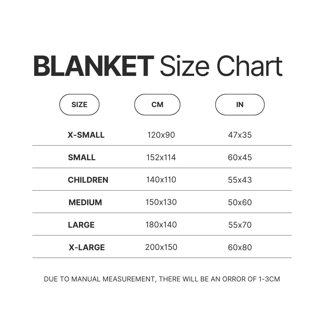 Blanket Size Chart - Keroppi Shop