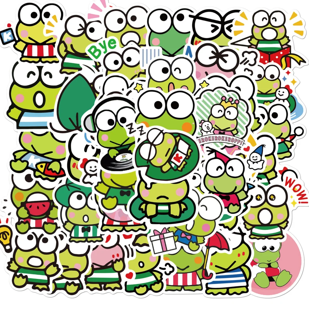 10 30 50PCS Kawaii Keroppi Stickers Cartoon Kids Toys PVC Graffiti Decals Phone Suitcase Stationary Fridge 1 - Keroppi Shop