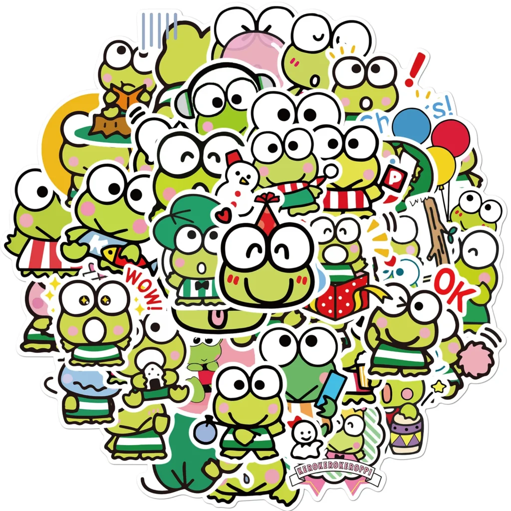 10 30 50PCS Kawaii Keroppi Stickers Cartoon Kids Toys PVC Graffiti Decals Phone Suitcase Stationary Fridge - Keroppi Shop