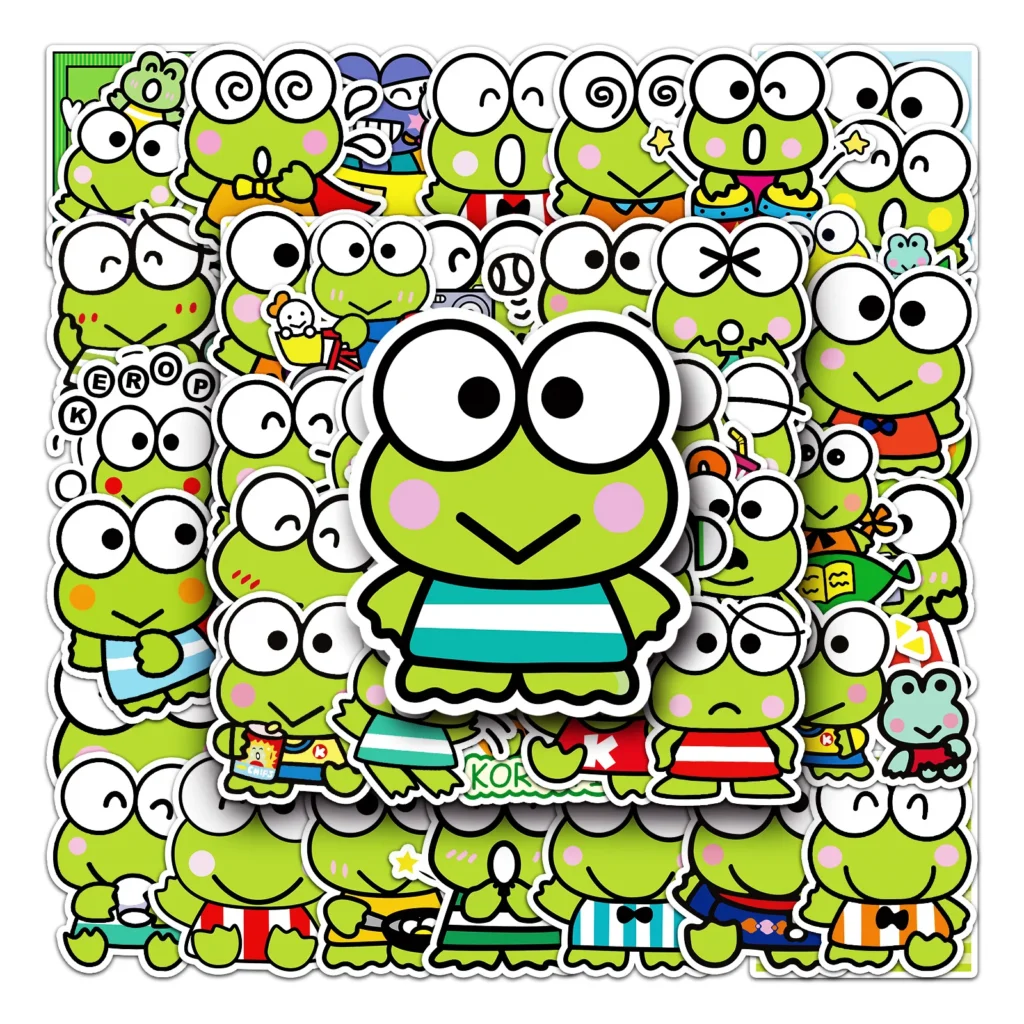 50 100Pcs Big eyed frogs Keroppi Stickers Graffiti Ornament Skateboard Refrigerator Waterproof DIY Reusable No glue 1 - Keroppi Shop