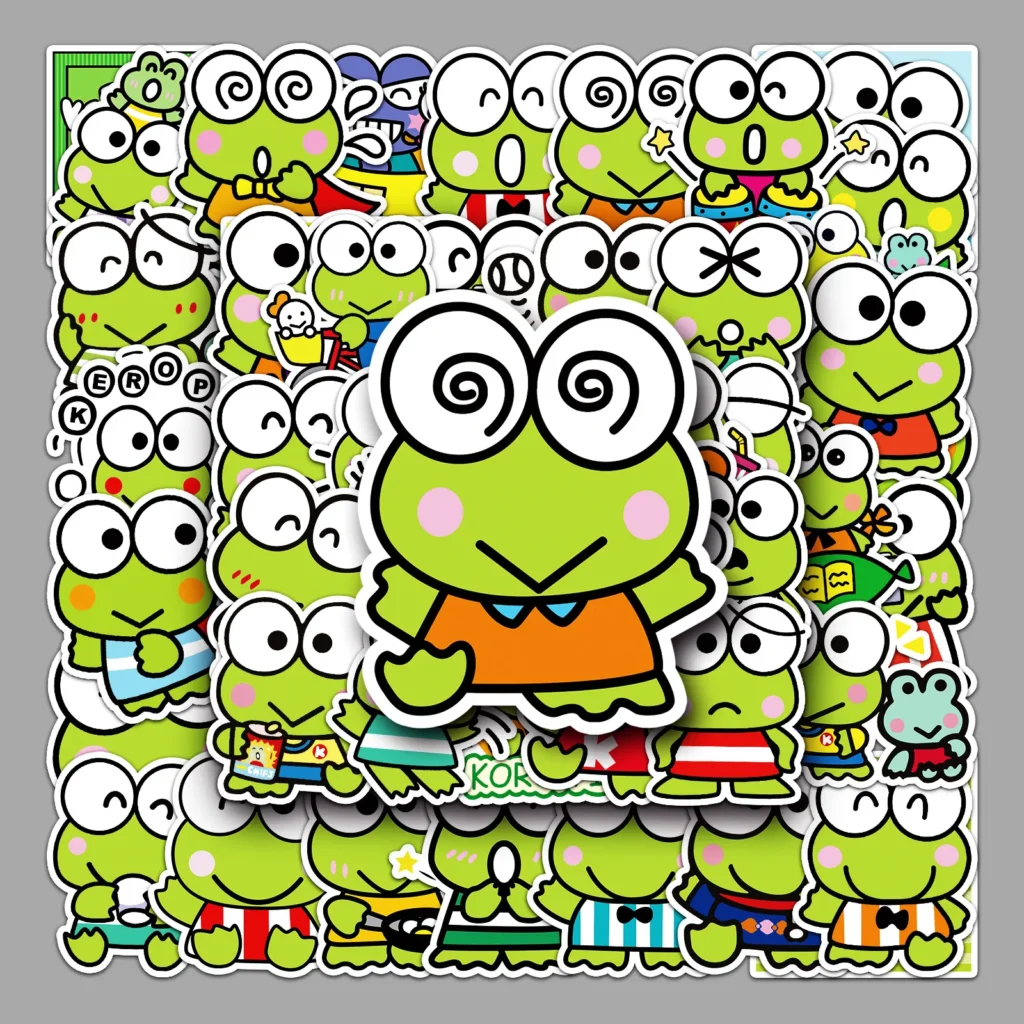 50 100Pcs Big eyed frogs Keroppi Stickers Graffiti Ornament Skateboard Refrigerator Waterproof DIY Reusable No glue - Keroppi Shop