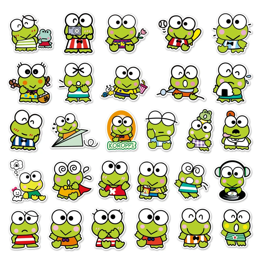 50 100Pcs Big eyed frogs Keroppi Stickers Graffiti Ornament Skateboard Refrigerator Waterproof DIY Reusable No glue 3 - Keroppi Shop