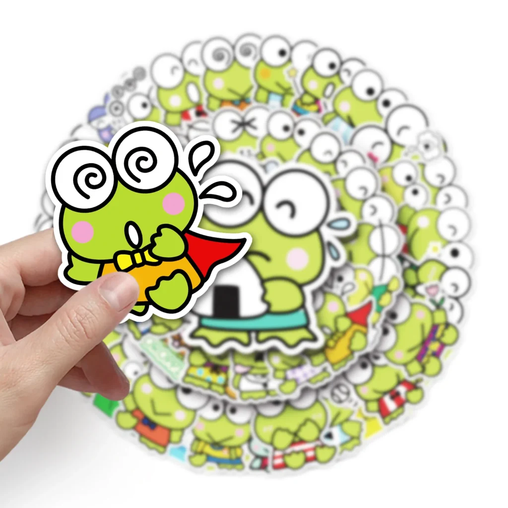 50 100Pcs Big eyed frogs Keroppi Stickers Graffiti Ornament Skateboard Refrigerator Waterproof DIY Reusable No glue 5 - Keroppi Shop