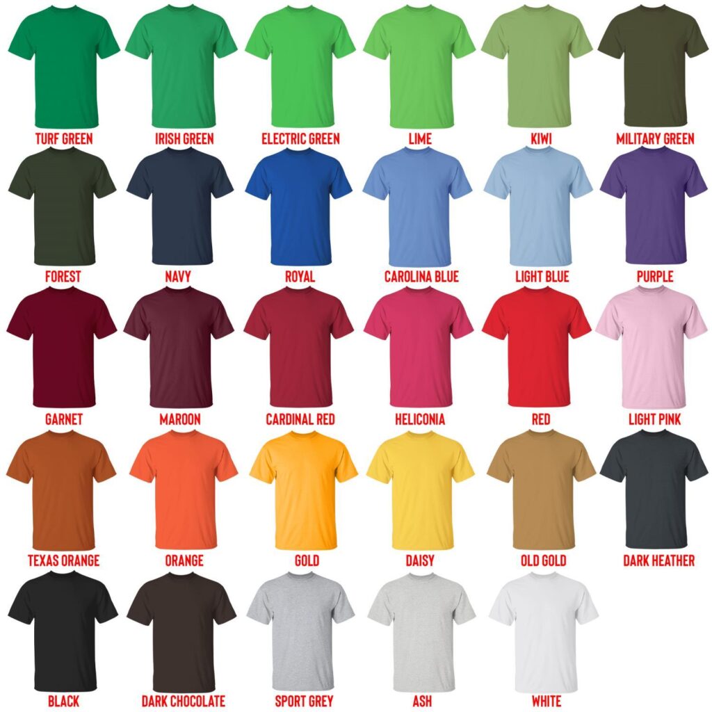 t shirt color chart - Keroppi Shop